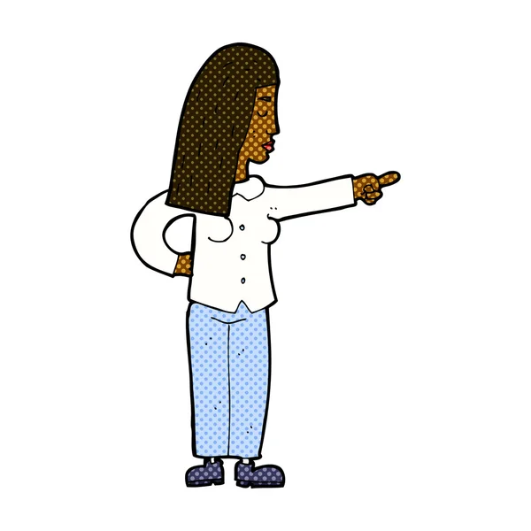 Comic cartoon woman pointing — Stock Vector