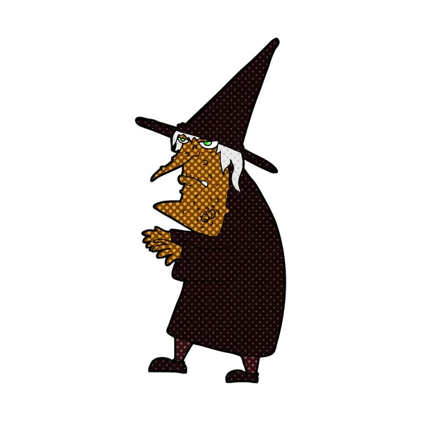 Komik karikatür çirkin yaşlı cadı — Stok Vektör