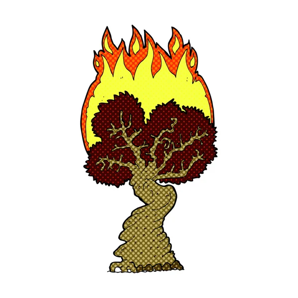 Comic cartoon burning tree — стоковый вектор