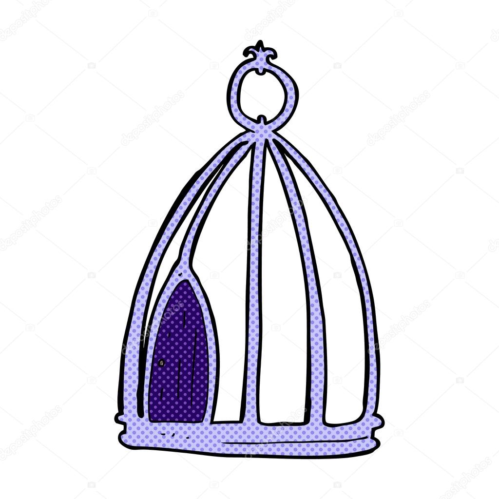 Cage à Oiseaux Dessin Animé Comique Image Vectorielle