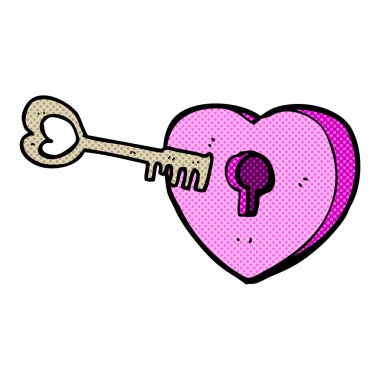 komik karikatür kalp anahtar deliği ile