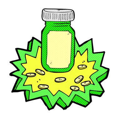 komik karikatür kavanoz hap