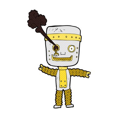 komik karikatür komik altın robot