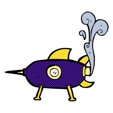 komik karikatür uzay roketi