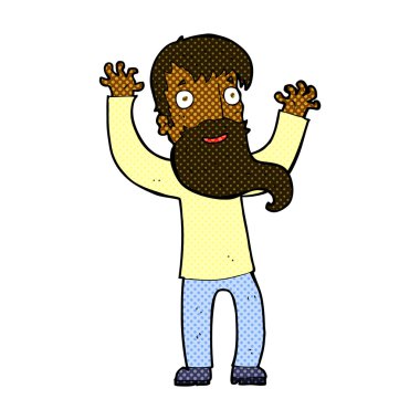 komik karikatür sakallı heyecanlı