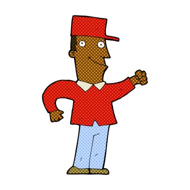 Hava yumruk komik karikatür adam