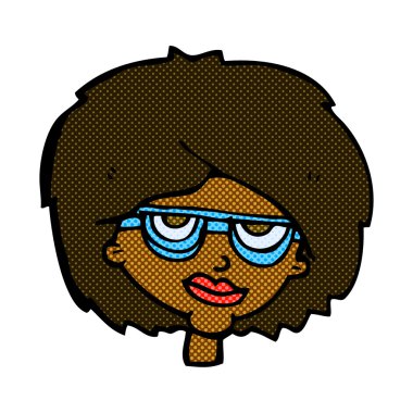 komik karikatür kadın gözlük takıyor