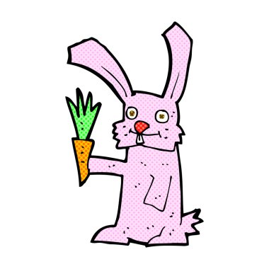 komik karikatür tavşan havuç ile