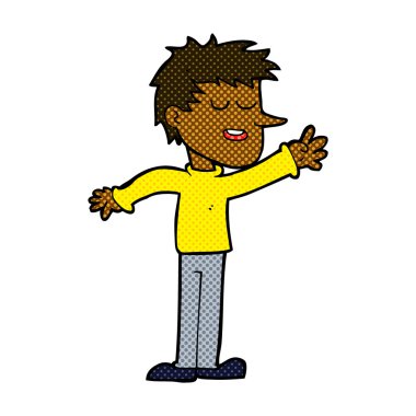 komik karikatür mutlu adam ulaşan