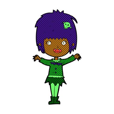 komik karikatür mutlu vampir kız