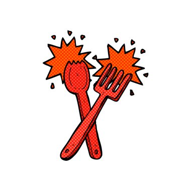 komik karikatür çatal bıçak takımı