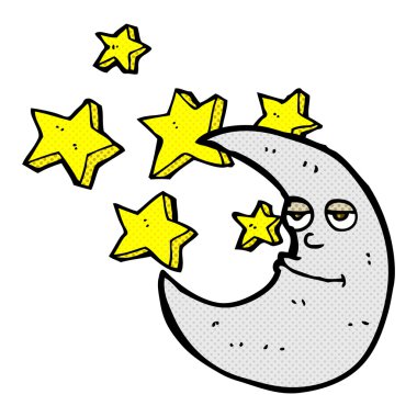 mutlu komik karikatür ay