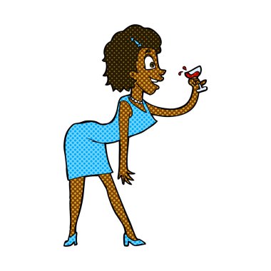 komik karikatür kadın içki ile