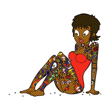 komik karikatür dövme kız mayo