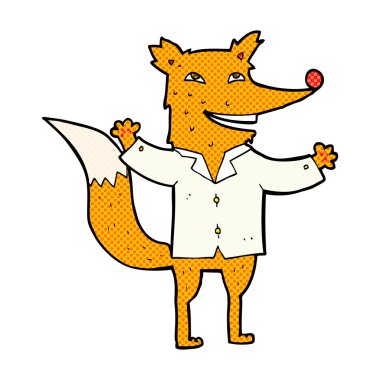 komik karikatür mutlu fox gömlek giymiş
