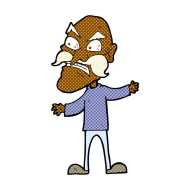 komik karikatür kızgın ihtiyar