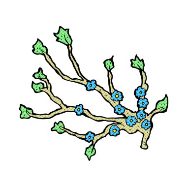 komik karikatür çiçekli dal