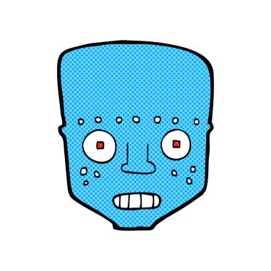 komik karikatür robot baş