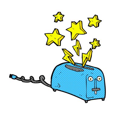 komik karikatür pırıltılı tost makinesi