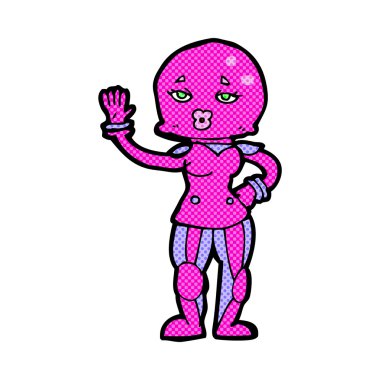 komik karikatür kadın astronot