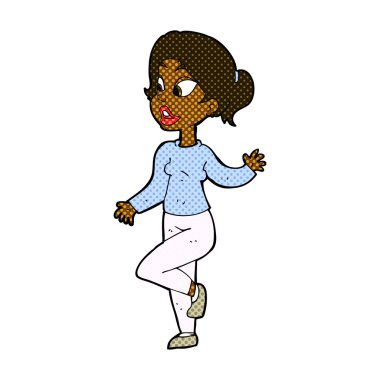 komik karikatür samimi kadın sallayarak