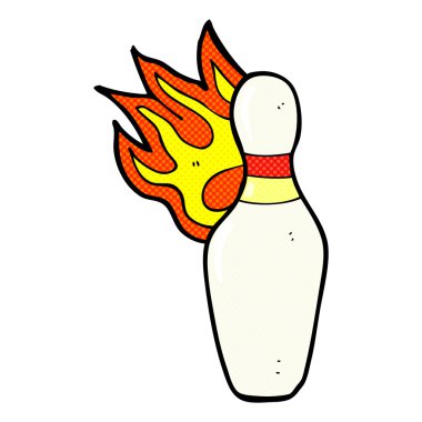 komik karikatür on PIN bowling skittle yanıyor