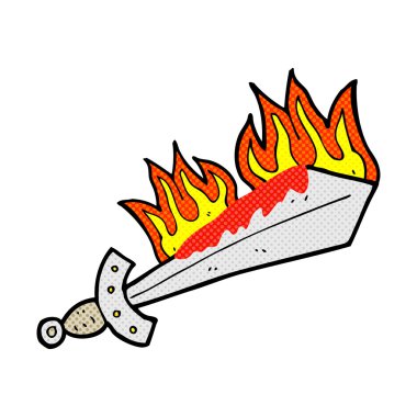 komik karikatür flaming kılıç