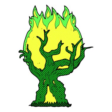 komik karikatür ürkütücü eski ağaç