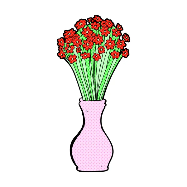 Cómics flores de dibujos animados en olla — Vector de stock