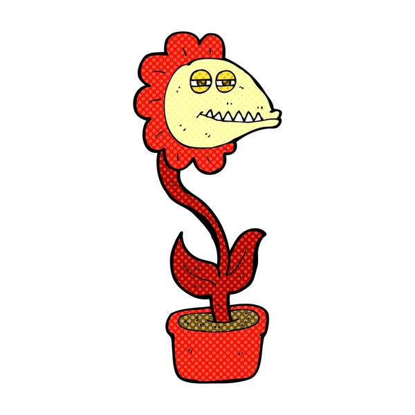 Comic cartoon monster flower — Stock Vector