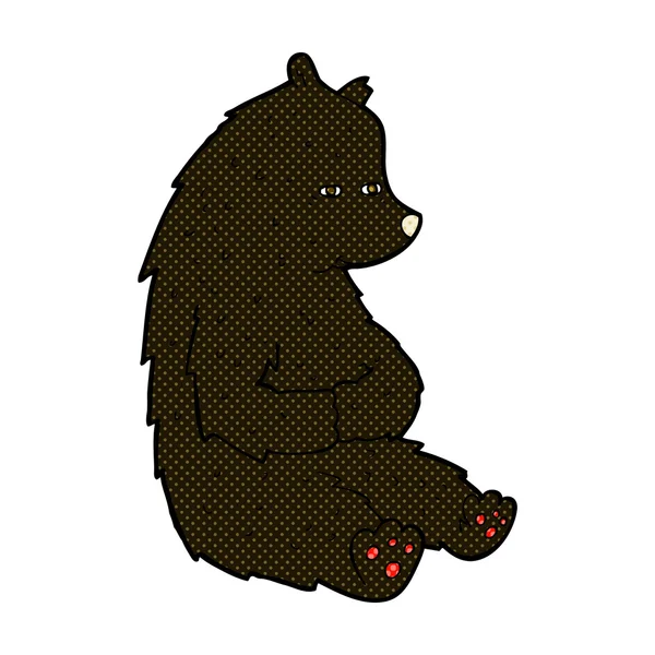 Cute comic cartoon black bear — Stock Vector