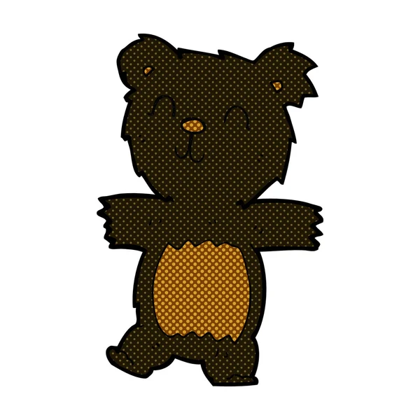 Banda desenhada bonito urso preto filhote — Vetor de Stock