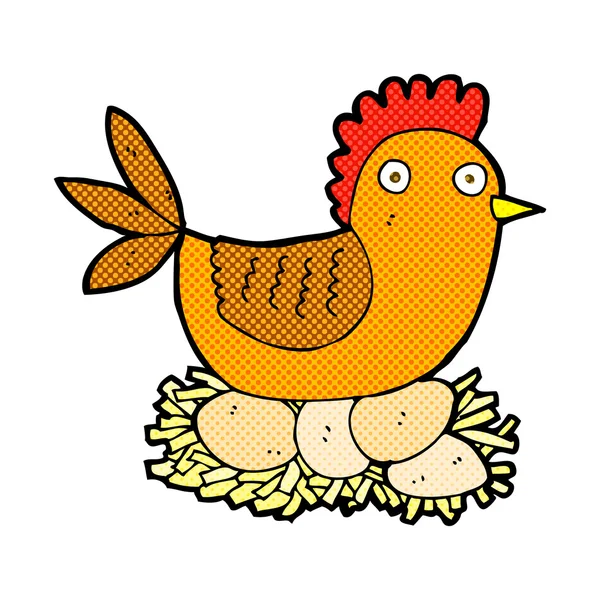 Komiks kreskówka kura na jaja — Wektor stockowy