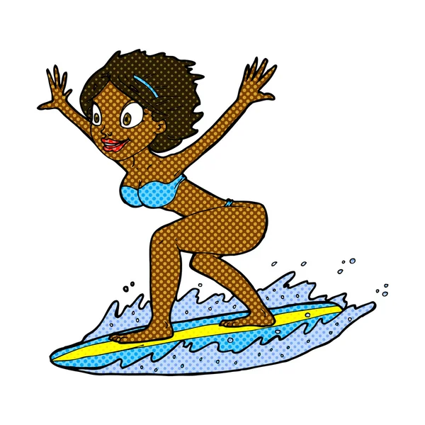 Bande dessinée surfeur fille — Image vectorielle