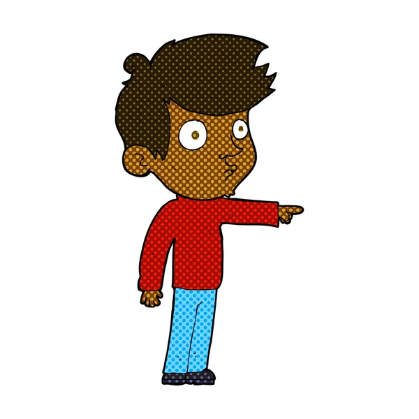 Dessin animé comique pointant garçon — Image vectorielle