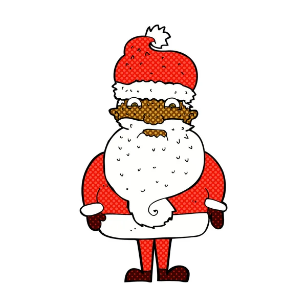 Comic-Zeichentrickfilm mürrischer Weihnachtsmann — Stockvektor