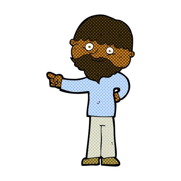 Komik karikatür işaret eden adam sakallı — Stok Vektör