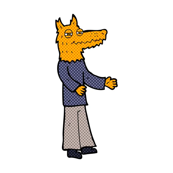 Komik karikatür fox adam — Stok Vektör