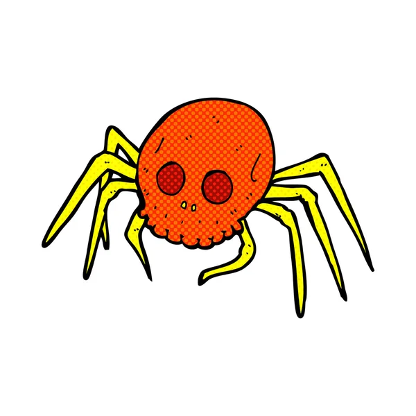 漫画卡通怪异的万圣节头骨蜘蛛 — 图库矢量图片