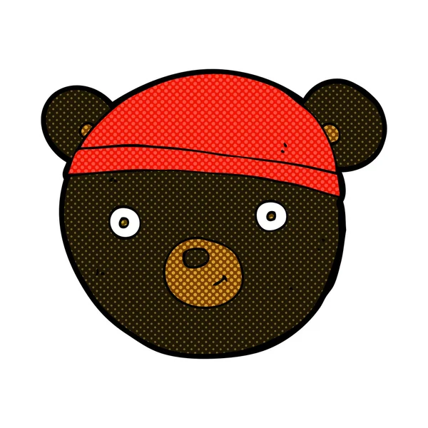 Comic cartoon black bear face — Stock Vector