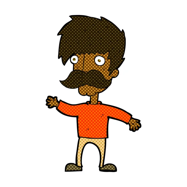 Γελοιογραφία κωμικό άνθρωπος με μουστάκι κουνώντας — Διανυσματικό Αρχείο