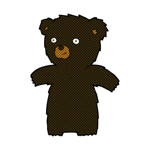 Cute comic cartoon black bear — Stock Vector