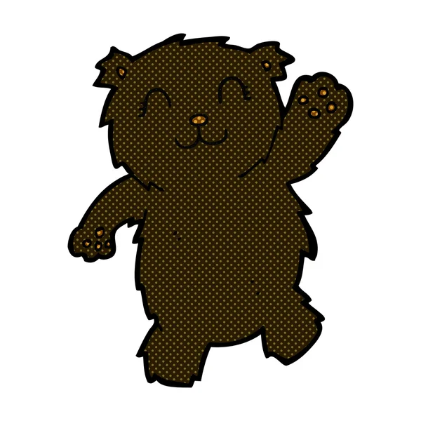 Desenho animado cômico acenando urso preto —  Vetores de Stock