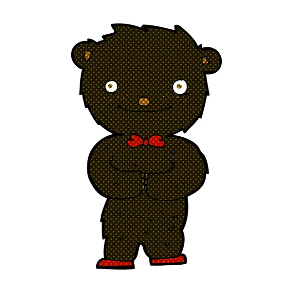 Comic cartoon little black bear — Stock Vector