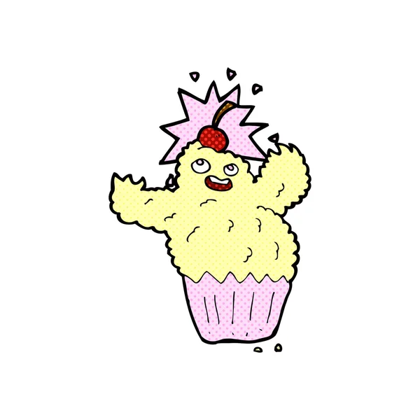 Cómic de dibujos animados cupcake monstruo — Vector de stock