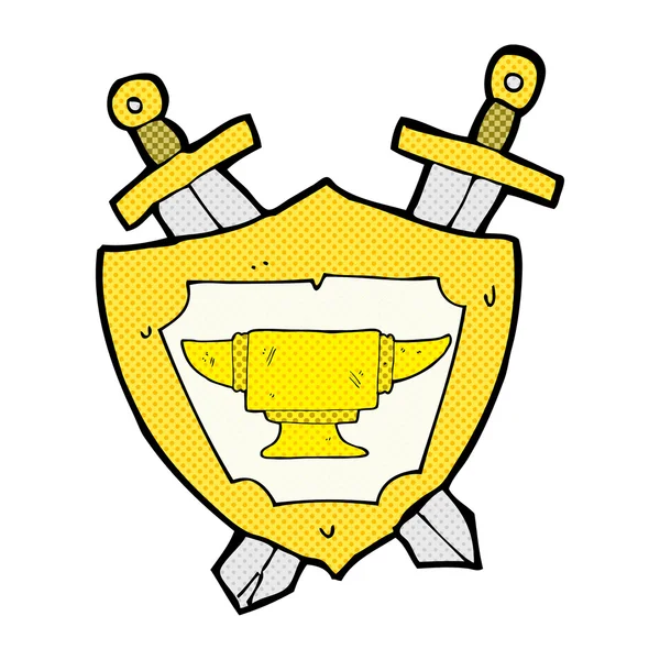 Komiks kreskówka Kowal kowadło heraldyka symbol — Wektor stockowy