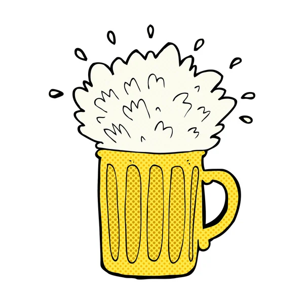 Comic cartoon frothy beer — Stock Vector