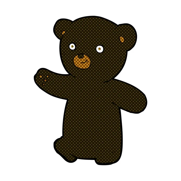 Comic cartoon black bear cub — Stock Vector