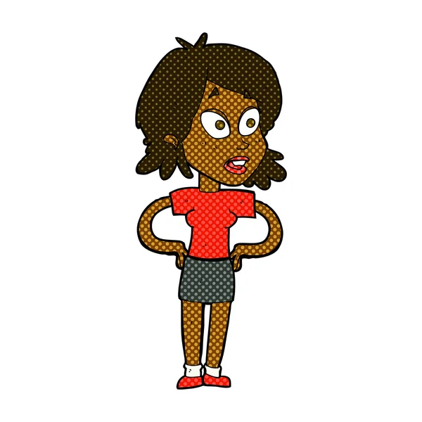 Bande dessinée femme avec les mains sur les hanches — Image vectorielle