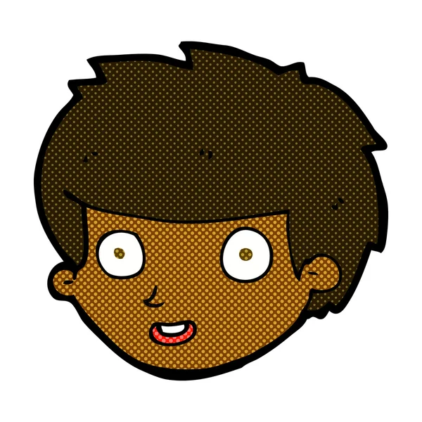 Γελοιογραφία κωμικό ευτυχισμένο αγόρι πρόσωπο — Διανυσματικό Αρχείο